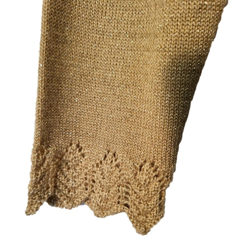 EWM Gold Metallic Knit Sweater Cardigan Medium